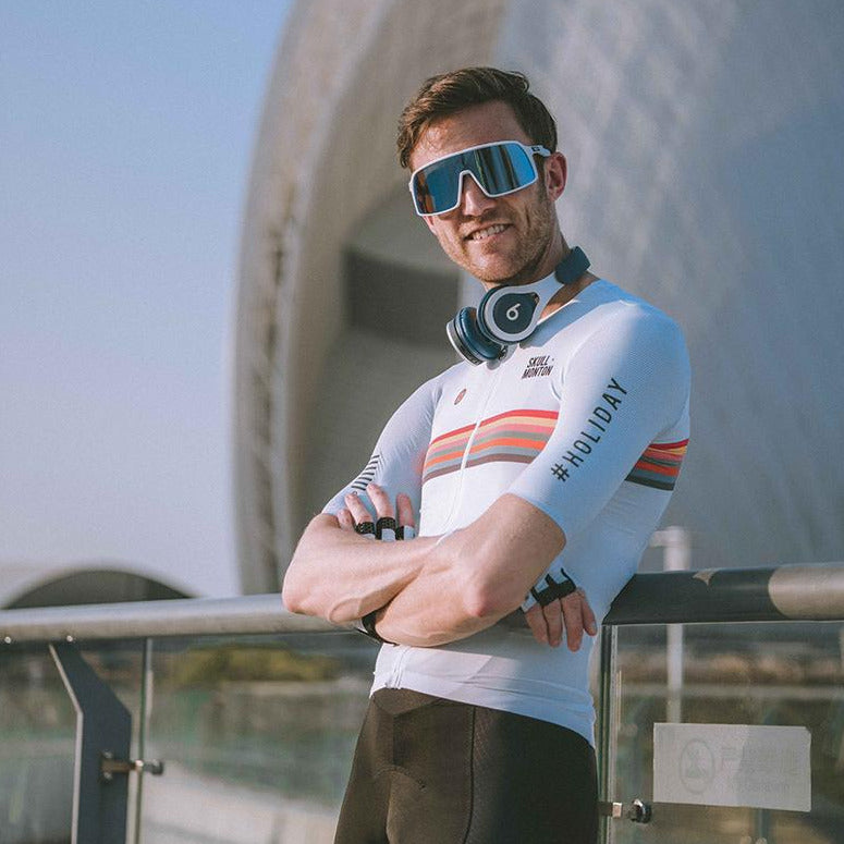 Monton White Cycling Jersey Men's SKULL MONTON MENS LONG