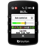 Bryton GPS device with display showing various icons and information on a white background