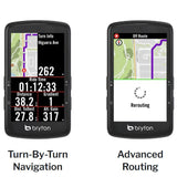 Bryton GPS devices displaying different features on their screens.