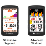 Bryton S810 GPS devices displaying different workout metrics on a white background