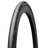 Bicycle tire with tread pattern on a white background