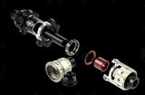 Mechanical components on a black background