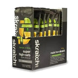 Box of Skratch Labs lemon lime super high-carb sport drink mix on a white background