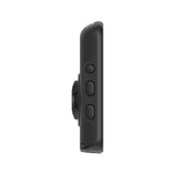 Black phone case with a clip on a white background