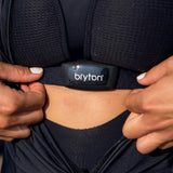 Person wearing a black Bryton device under chest