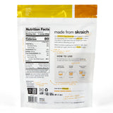Nutrition facts label and usage instructions on a white background