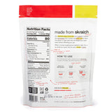 Back of a nutritional supplement package with branding and usage instructions.