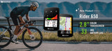 Cycling device with touchscreen display on a road with a cyclist in the background