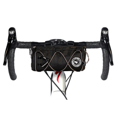 Black archery quiver with bow on a white background