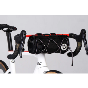 Black archery quiver with bow on a white background