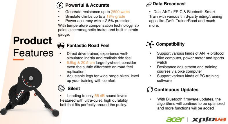 値下げ！NOZA One Xplova トレーニングローラー Xplova NOZA one パワーバイクトレーナー 日本全国送料・代引手数料