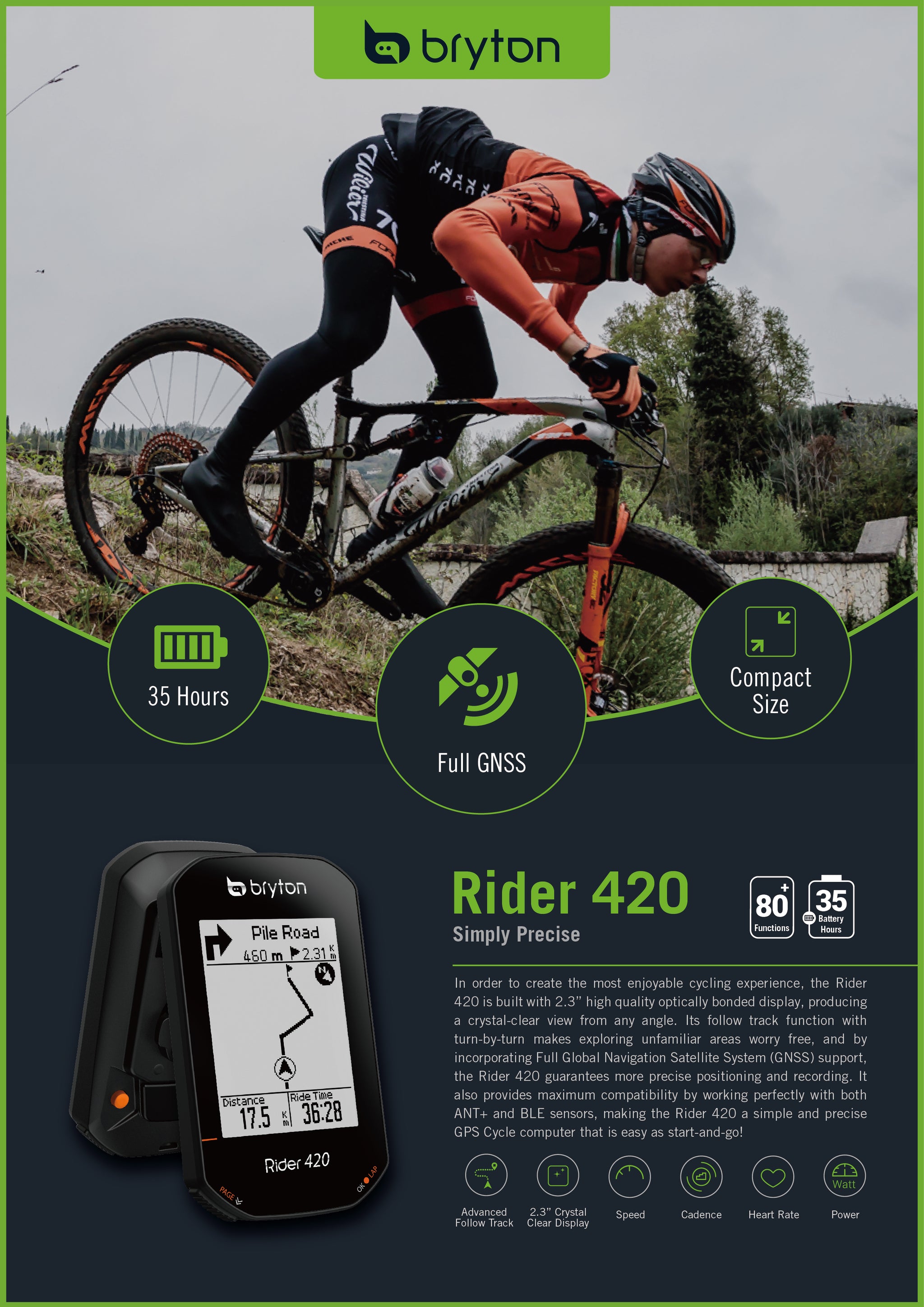 Bryton Rider 420E GPS Computer Trevs Cycle Shop