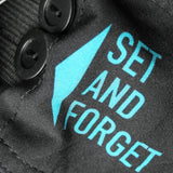 Text 'Set and Forget' on a black background with buttons