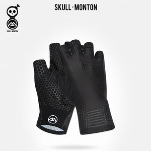SKULL MONTON Half Finger Gloves Weekend Black