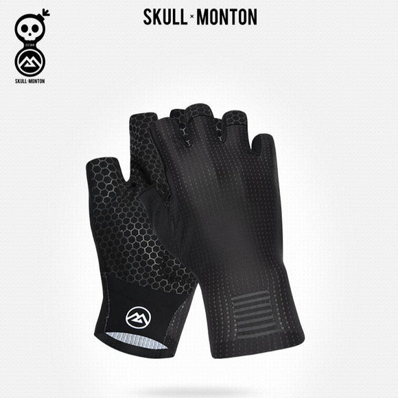 SKULL MONTON Half Finger Gloves Weekend Black